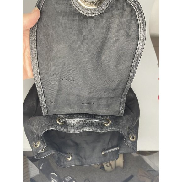 Coach Black Pebbled Leather Backpack Bag Large Turnlock  Adj straps 12" high - Picture 11 of 16